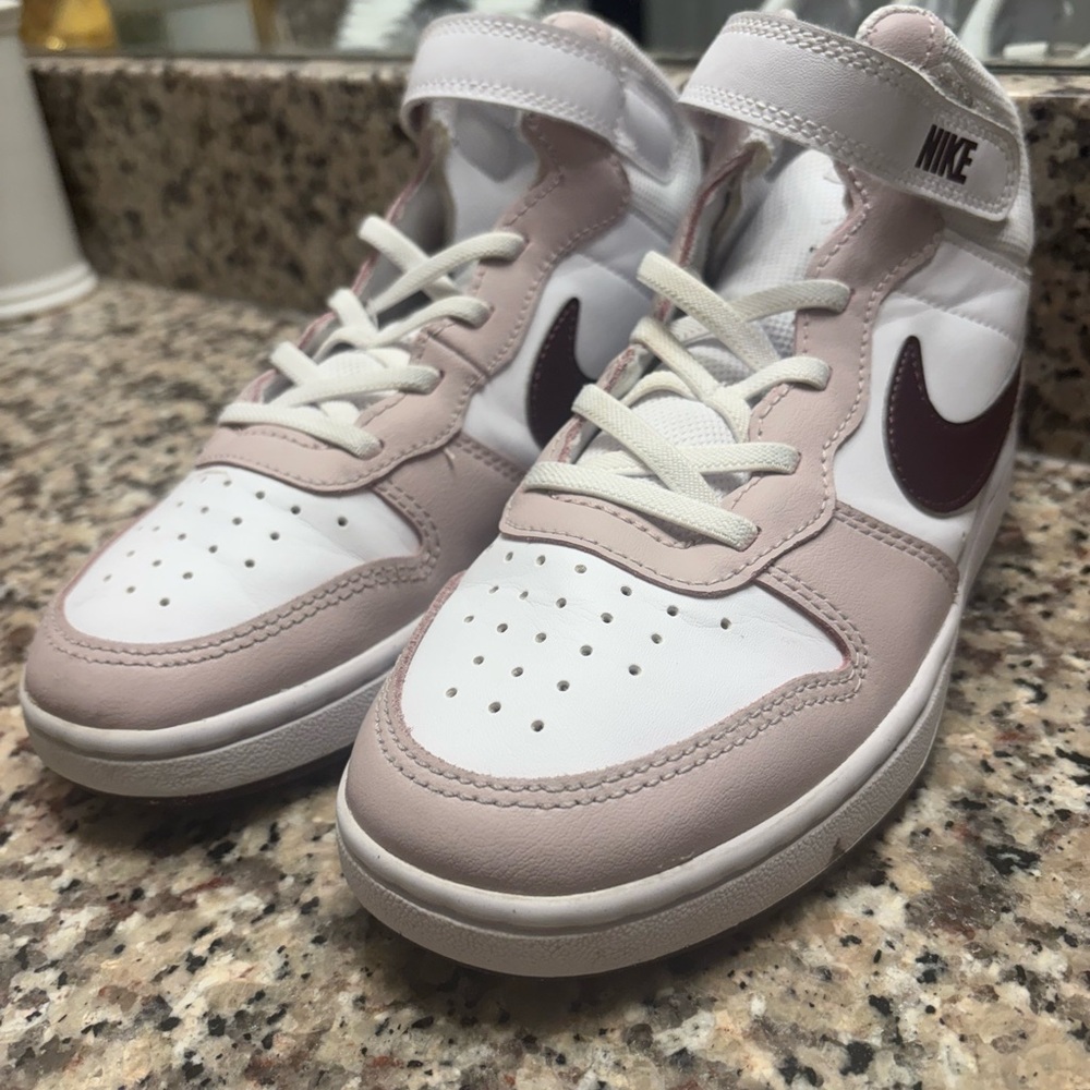 Nike Kids' Pink and White High-Top Sneakers